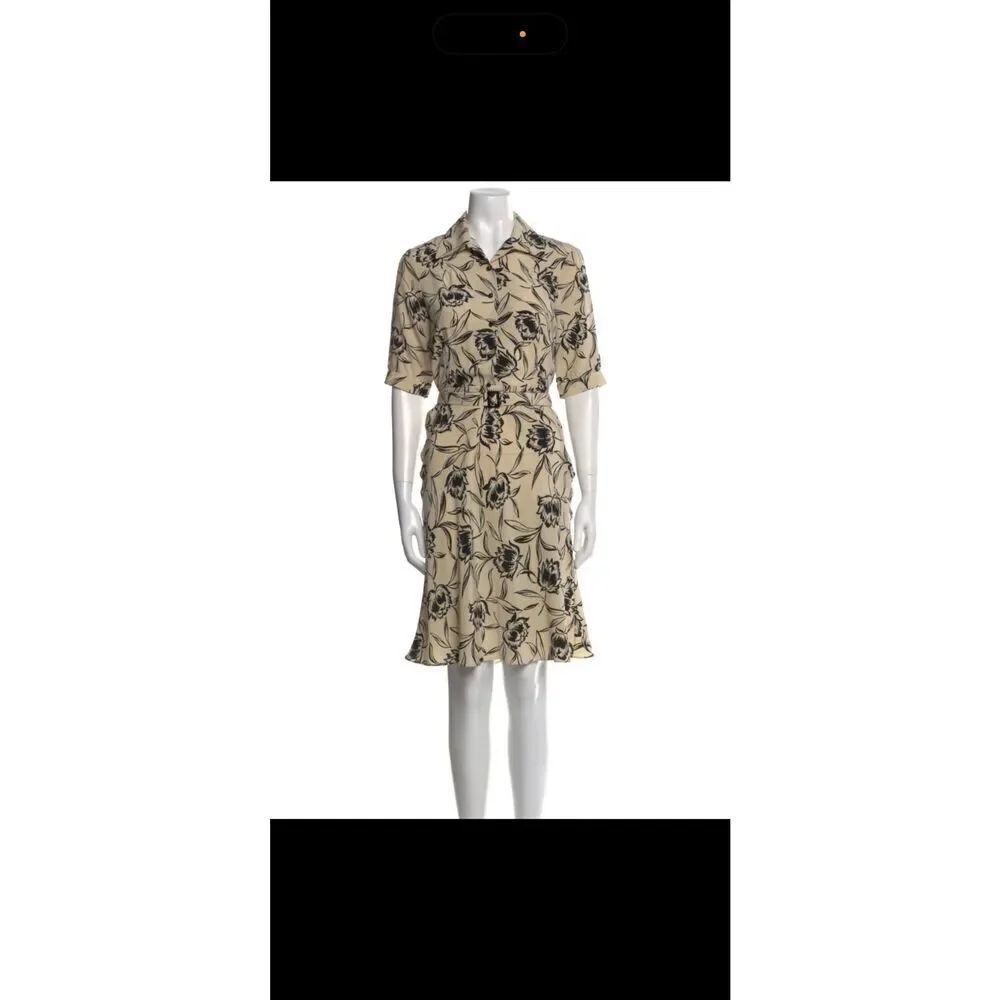 Ralph Lauren Collection Purple Labelā100% silk dress cream black floral 8 NEW